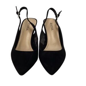 👠 JustFab Elegant Black Slingback Heels, Size 9